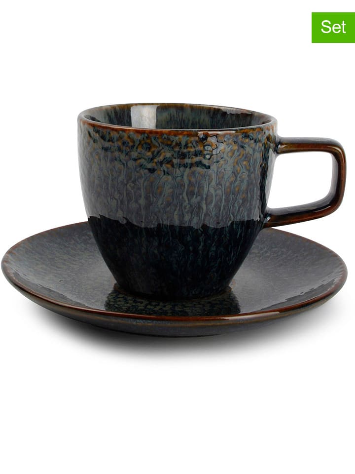 Salt and Pepper Filiżanki (4 szt.) "Eclipse" w kolorze czarno-zielonym do mokki - 200 ml rozmiar: onesize