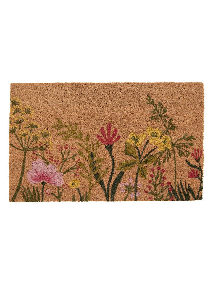 Clayre & Eef Wycieraczka w kolorze jasnobrązowo-oliwkowym z włókna kokosowego - 75 x 45 cm rozmiar: onesize