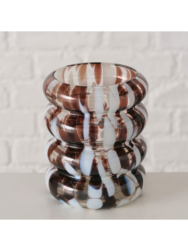 Boltze Świecznik "Tocka" w kolorze brązowo-białym - wys. 10 x Ø 8,5 cm rozmiar: onesize