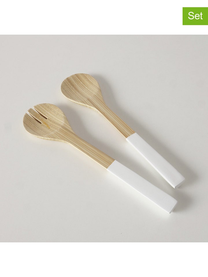 Boltze 2-częściowy zestaw w kolorze beżowo-białym do sałatek - dł. 29 cm rozmiar: onesize