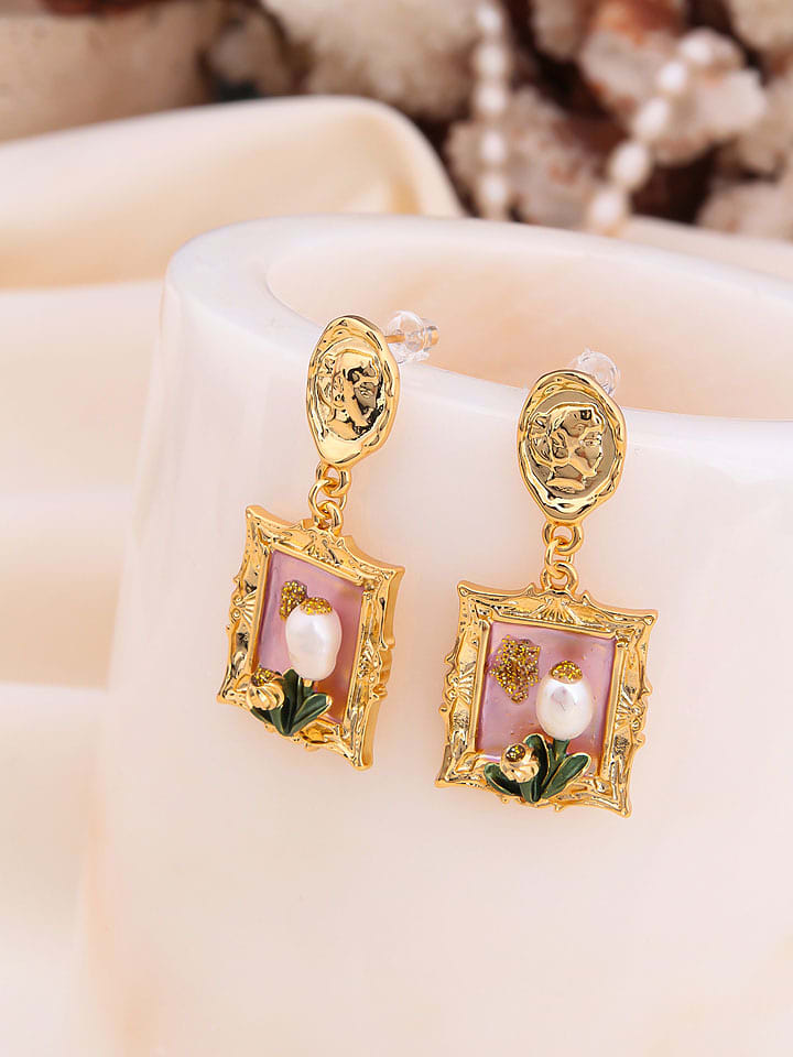 Pierres de Jade Pozłacane kolczyki-wkrętki z perłami rozmiar: onesize