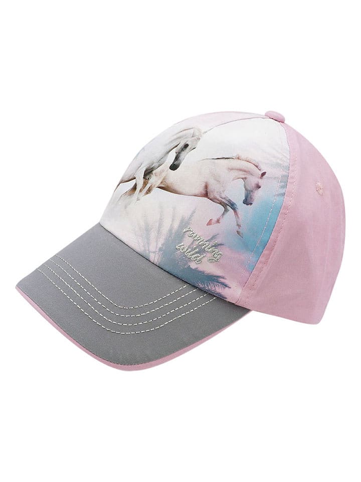 MaxiMo Czapka "Horses" w kolorze jasnoróżowo-szarym rozmiar: 55 cm
