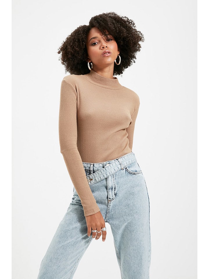 trendyol Koszulka w kolorze karmelowym rozmiar: S