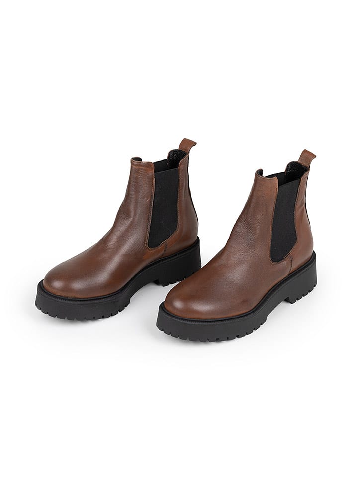 Anna Morellini Skórzane sztyblety "Adaria" w kolorze jasnobrązowo-czarnym rozmiar: 41