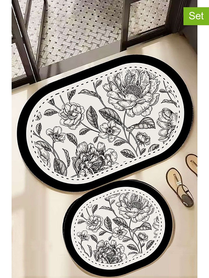 Colourful Cotton Dywaniki łazienkowe (2 szt.) w kolorze biało-czarnym rozmiar: onesize