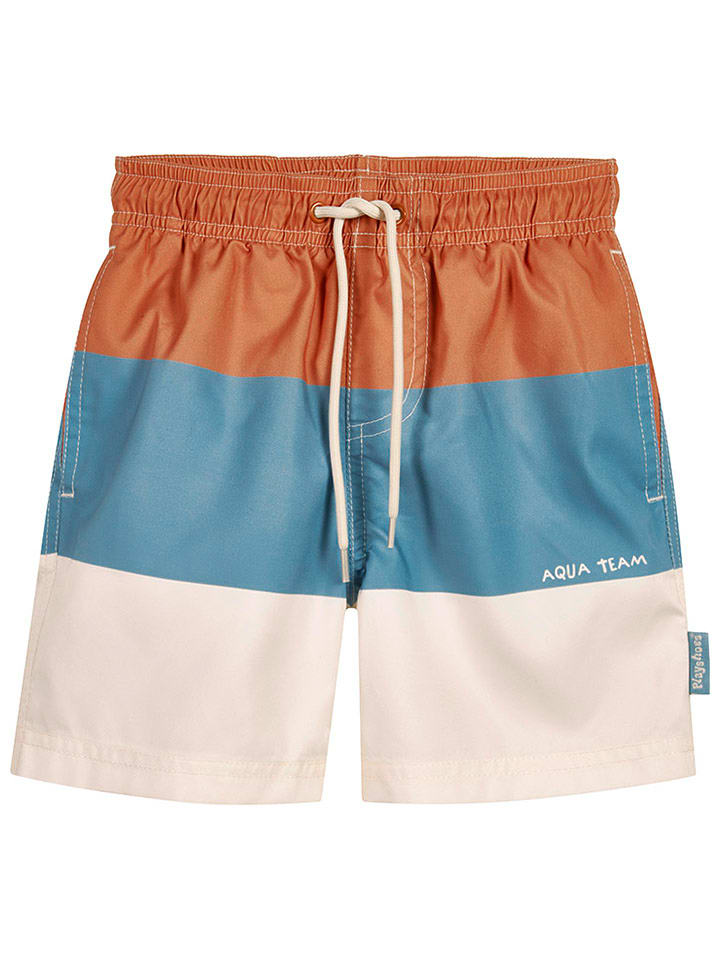 Playshoes Szorty kąpielowe w kolorze kremowo-pomarańczowo-niebieskim rozmiar: 110/116