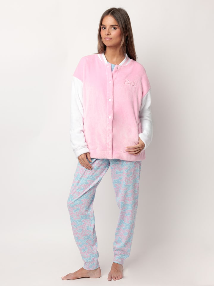 Barbie Kurtka polarowa "Barbie" w kolorze jasnoróżowo-białym rozmiar: XL