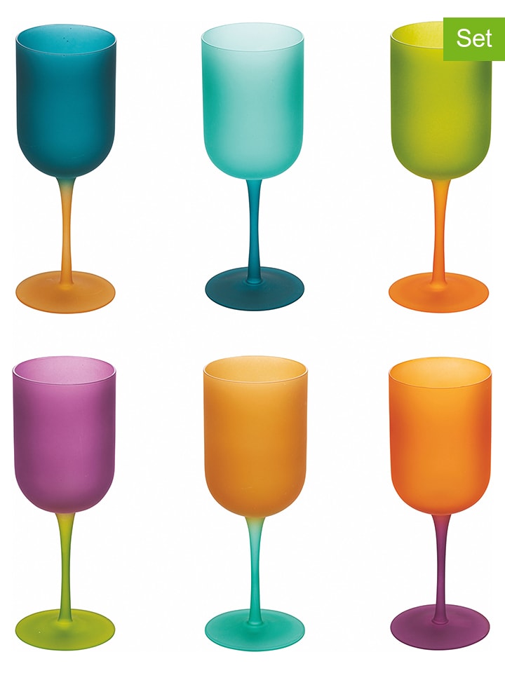 Villa d´Este Kieliszki (6 szt.) "Shock" w różnych kolorach do wina - 450 ml rozmiar: onesize