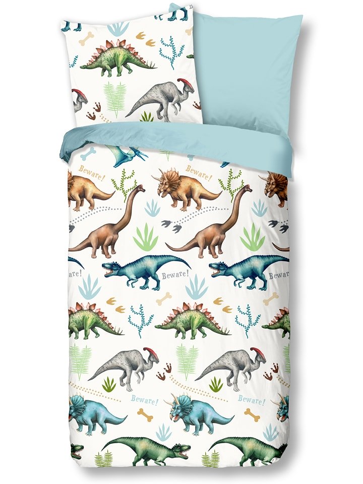 Good Morning Komplet pościeli flanelowej "Dino" ze wzorem rozmiar: 135x200 cm