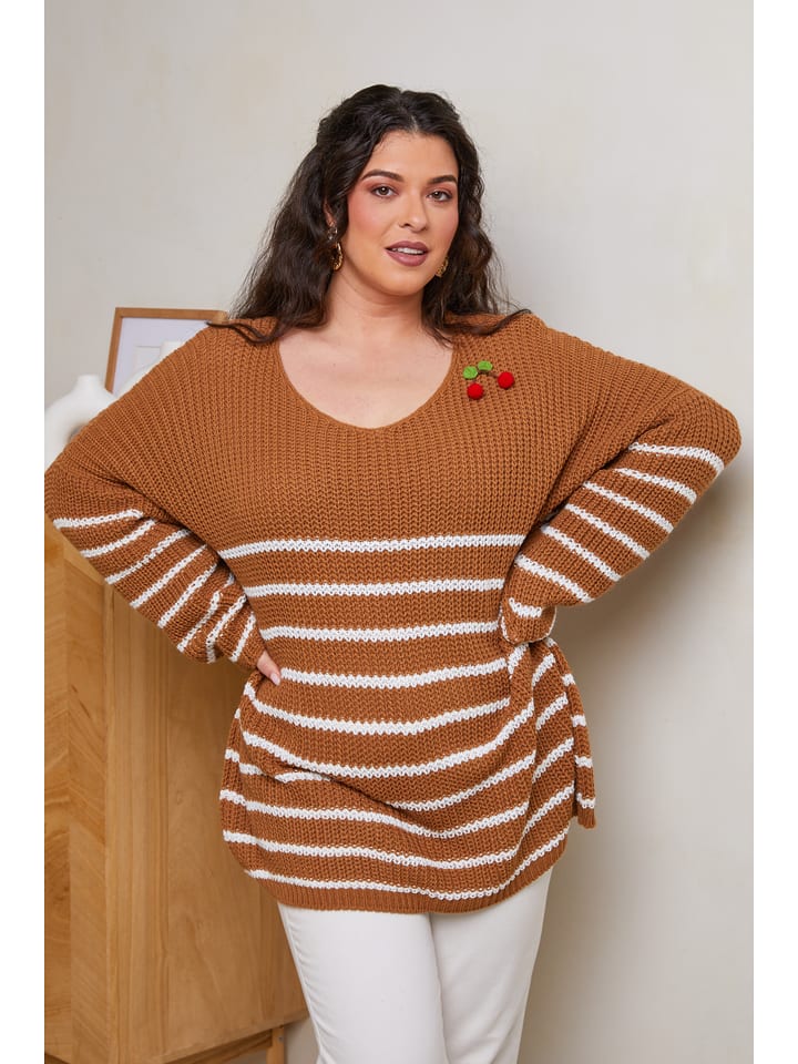 Curvy Lady Sweter w kolorze jasnobrązowym rozmiar: 44/46