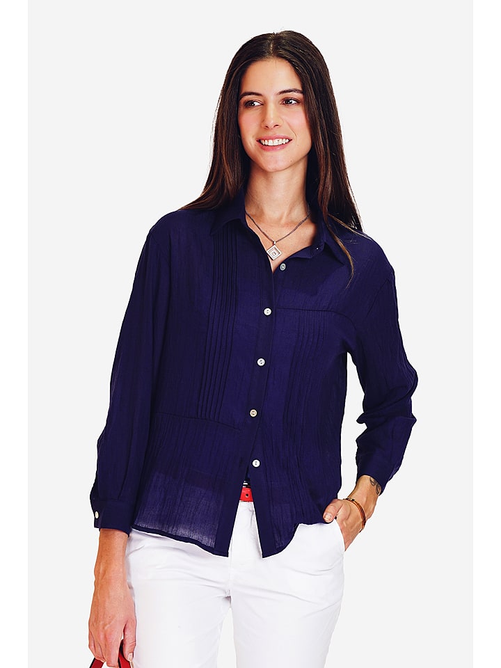 Le Jardin du Lin Lniana bluzka w kolorze granatowym rozmiar: 40