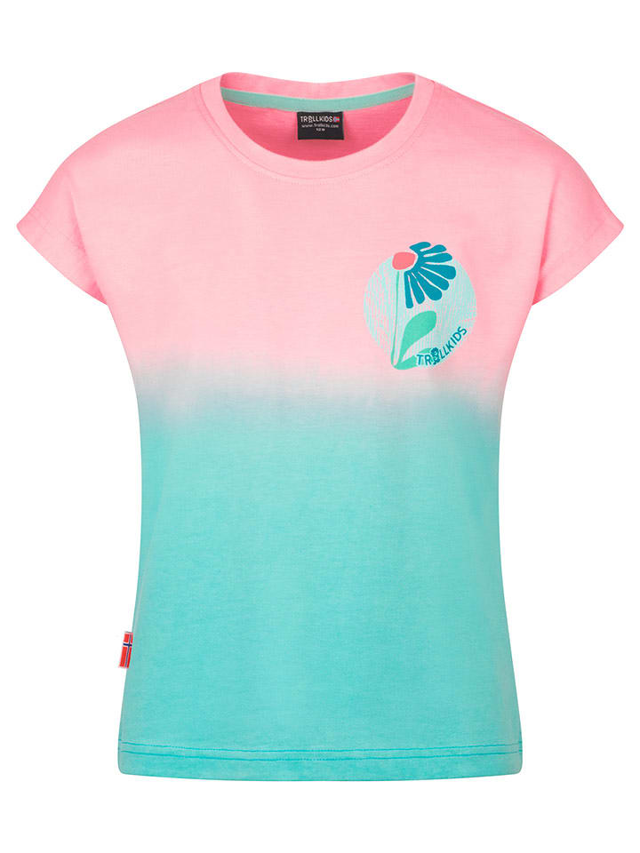 Trollkids Koszulka funkcyjna "Yttersand" w kolorze jasnoróżowo-turkusowym rozmiar: 152