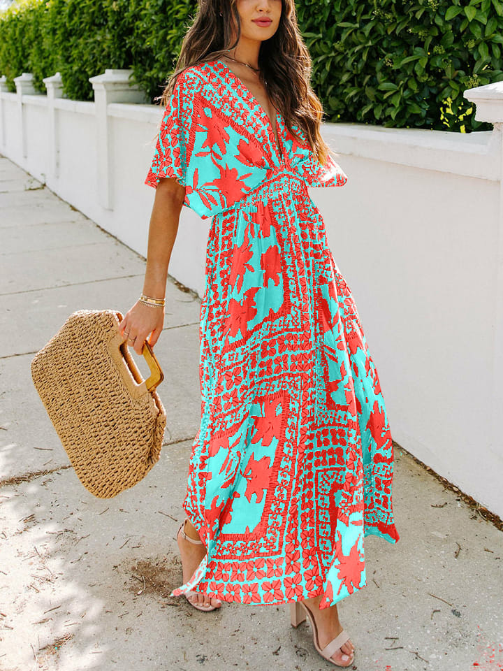 Milan Kiss Sukienka w kolorze turkusowo-koralowym rozmiar: L