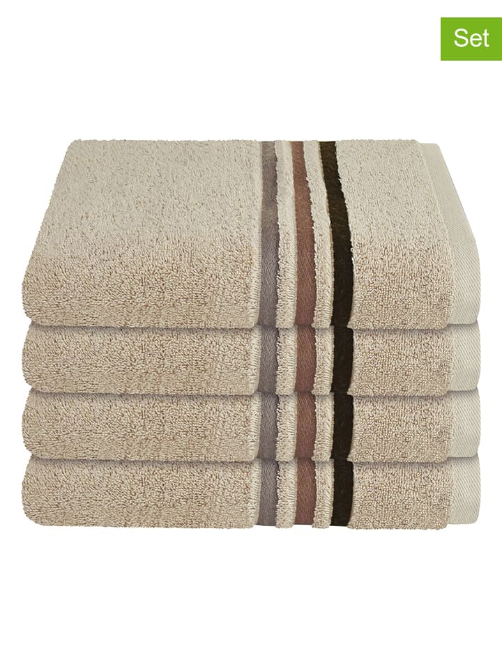 Schiesser Ręczniki (4 szt.) "Skyline" w kolorze beżowym do rąk rozmiar: 50x100 cm