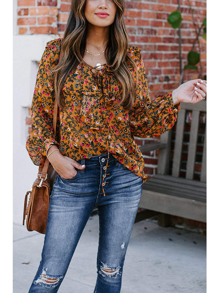 Milan Kiss Bluzka w kolorze pomarańczowym ze wzorem rozmiar: L