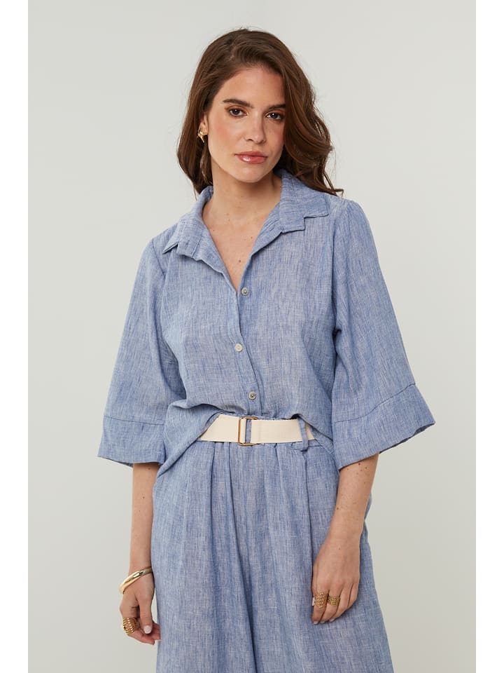 Rodier Lin Lniana bluzka w kolorze niebieskim rozmiar: L/XL