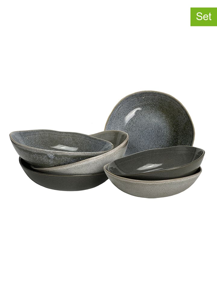 Ard'time Talerze głębokie (6 szt.) "Zao" w kolorze szaro-niebieskim - Ø 20 cm rozmiar: onesize