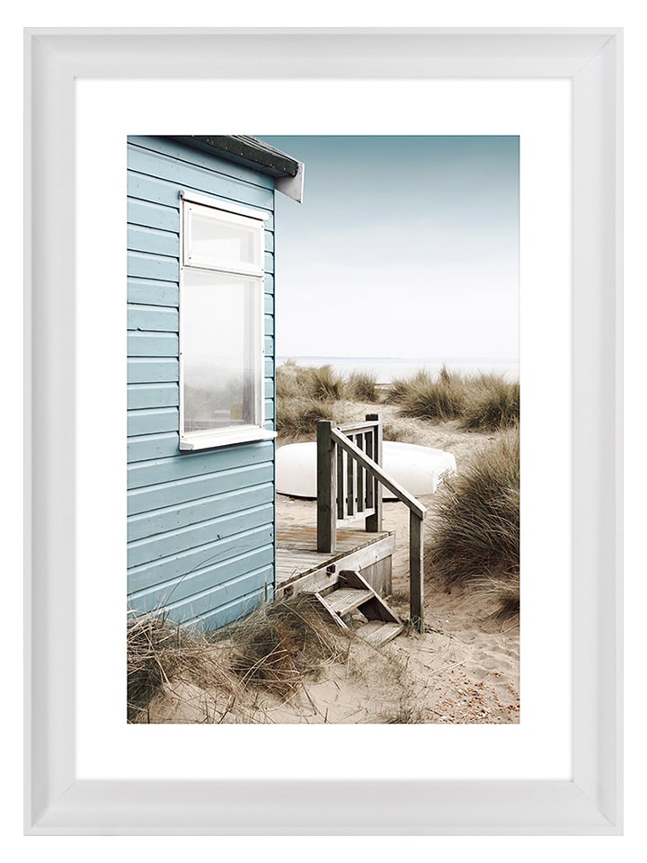 Ars Longa Druk artystyczny "Blue Cabin on the Beach" w ramce - 70 x 50 cm rozmiar: onesize