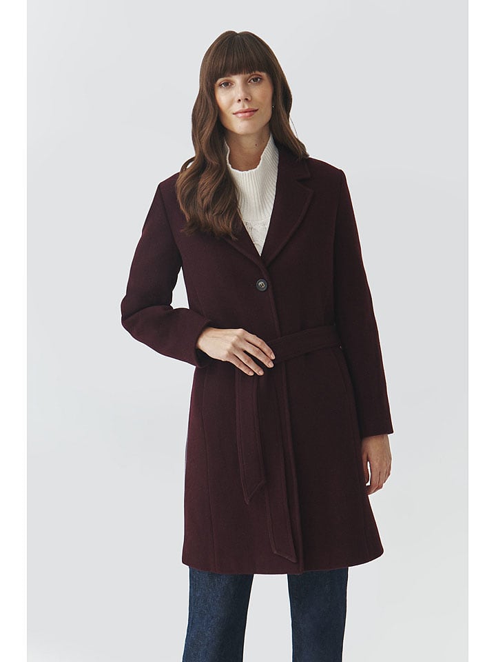 TATUUM Wełniany płaszcz w kolorze bordowym rozmiar: 34