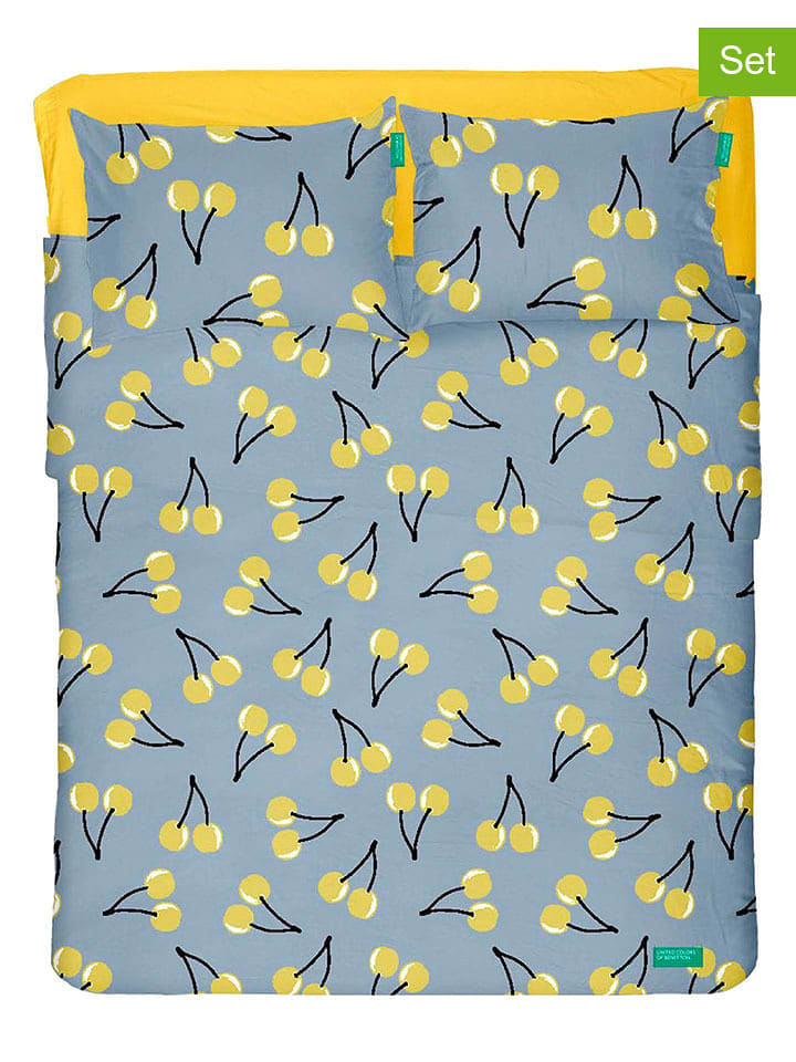 Benetton 4-częściowy komplet pościeli w kolorze błękitno-żółtym rozmiar: 240x240 cm