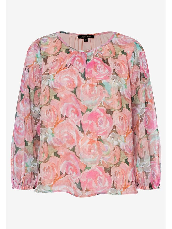 More & More Bluzka w kolorze jasnoróżowo-zielono-kremowym rozmiar: 44