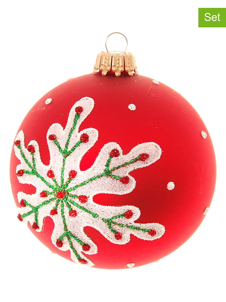 Krebs Glas Lauscha Bombki (6 szt.) w kolorze czerwonym - Ø 8 cm rozmiar: onesize