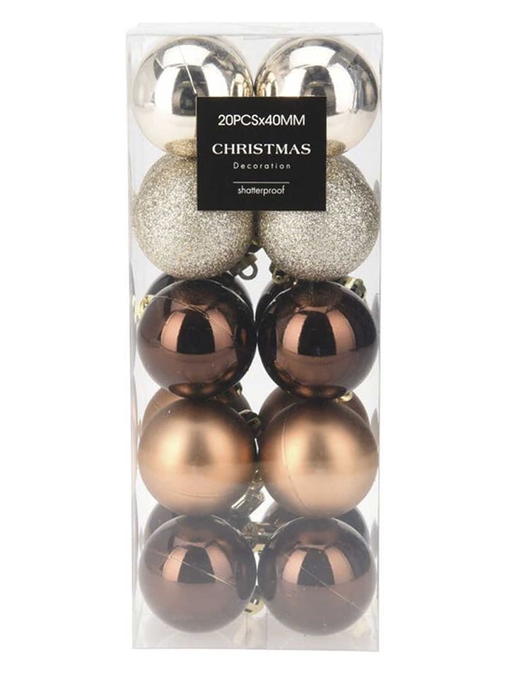 WellHome Bombki (20 szt.) w kolorze srebrno-brązowym - Ø 4 cm rozmiar: onesize