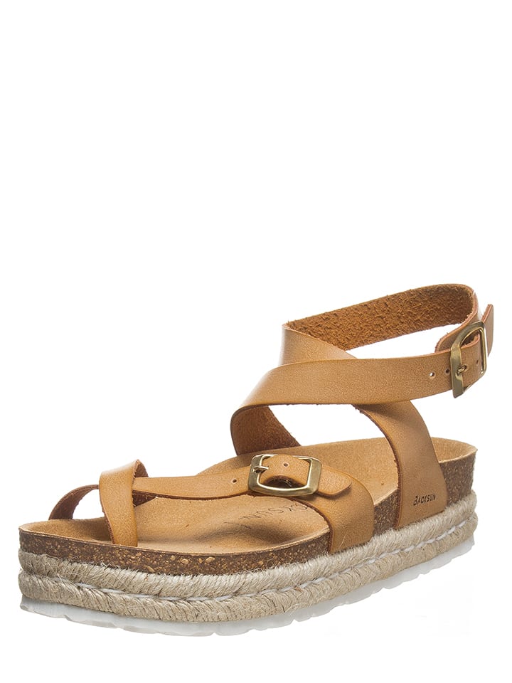 BACKSUN Skórzane japonki w kolorze jasnobrązowym rozmiar: 40