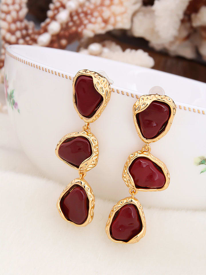 Pierres de Jade Pozłacane kolczyki-wkrętki z agatami rozmiar: onesize