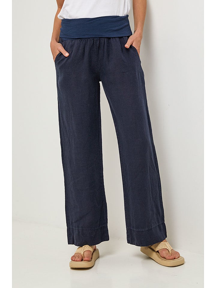 Lin Passion Lniane spodnie w kolorze granatowym rozmiar: 38/40