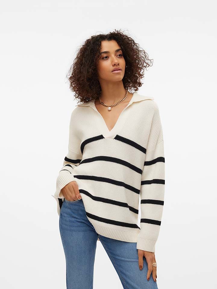 Vero Moda Sweter "Luna" w kolorze czarno-białym rozmiar: M