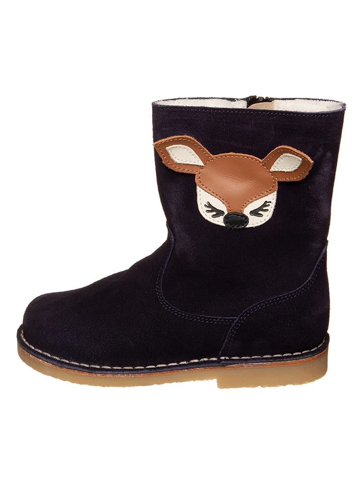 kmins Skórzane botki zimowe w kolorze granatowym rozmiar: 34