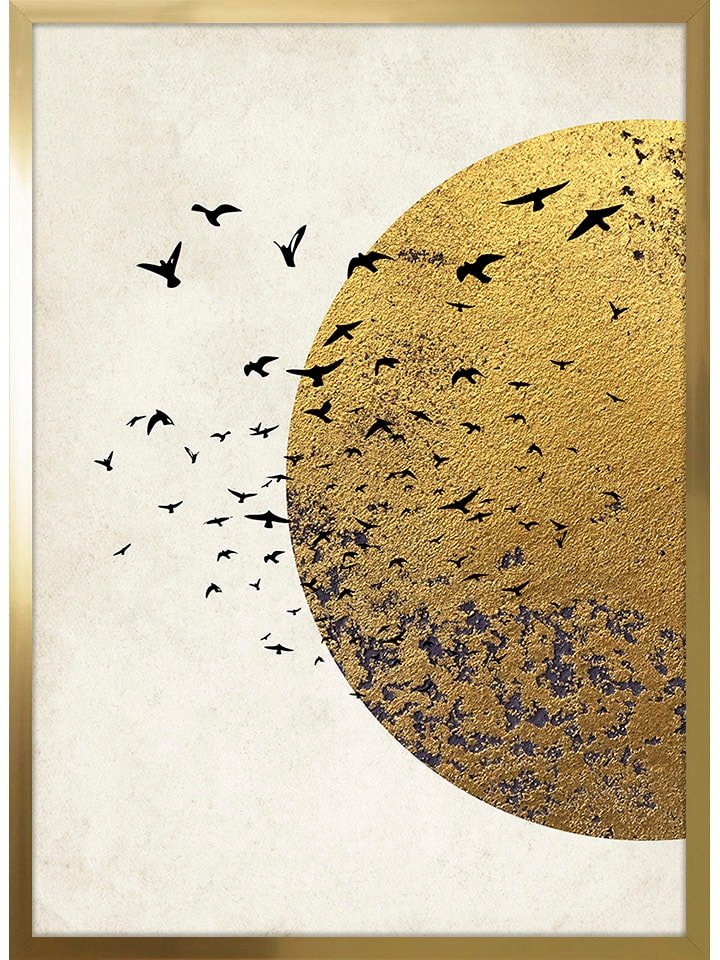 Ars Longa Druk artystyczny "Bird against the golden sun" w ramce rozmiar: 50x70 cm
