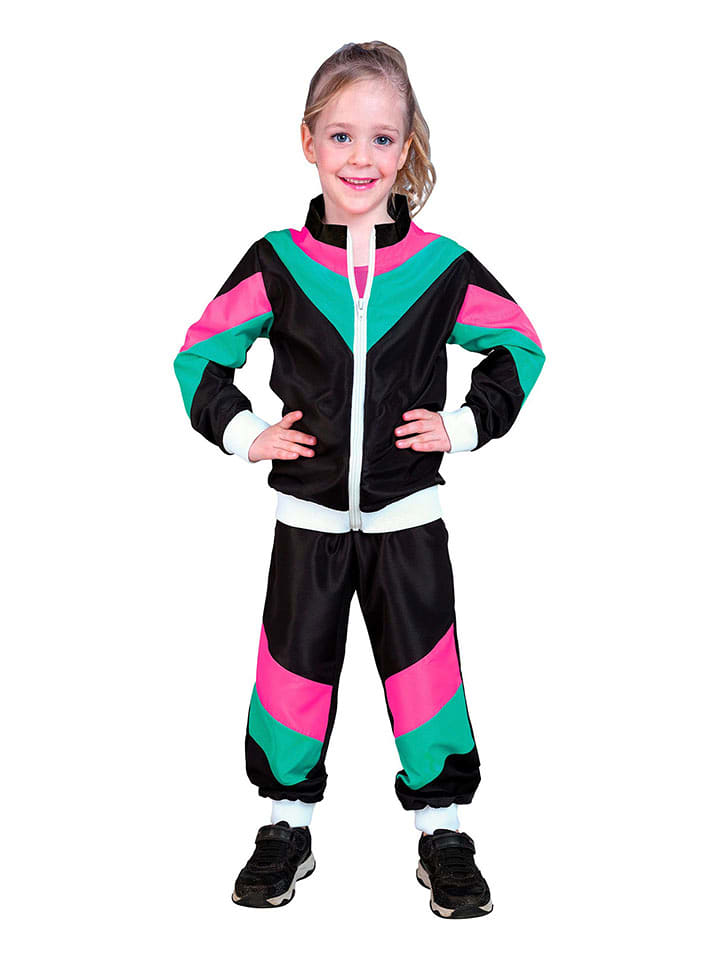 Carnival Party 2-częściowy kostium "Eighties" w kolorze czarno-zielono-różowym rozmiar: 116