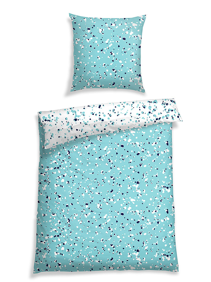 Schiesser Komplet pościeli renforcé "Jakson" w kolorze turkusowym rozmiar: 155x220 cm