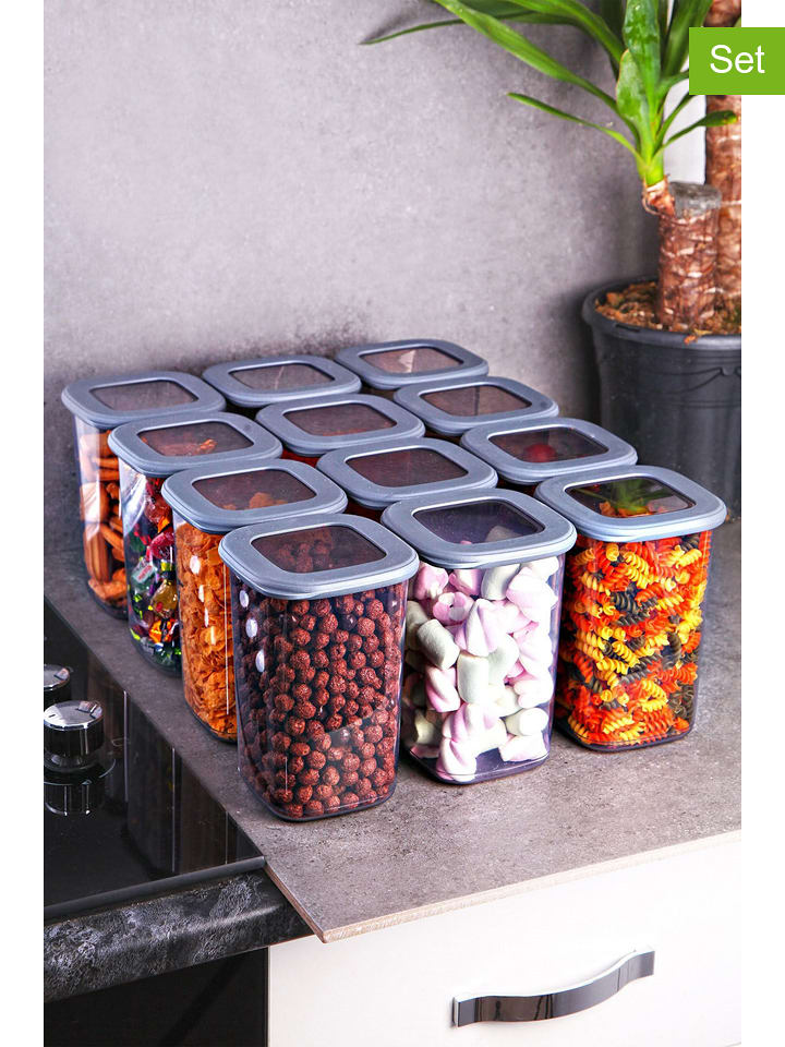 Violeta Home Pojemniki (12 szt.) w kolorze szarym - 1,2 l rozmiar: onesize