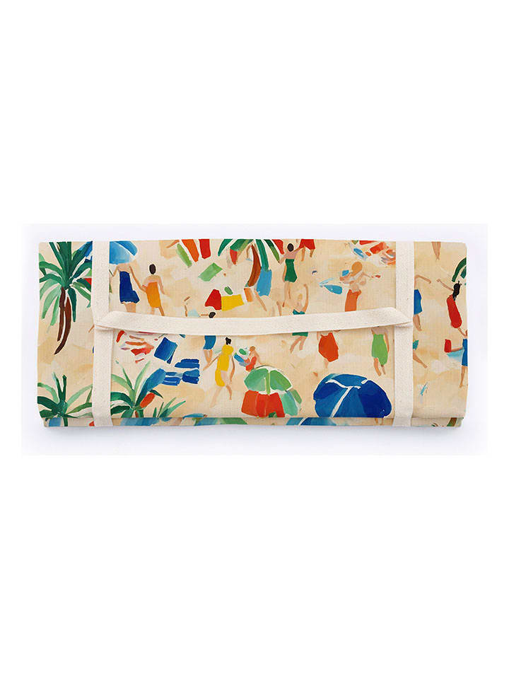 Madre Selva Koc piknikowy "Beach" w kolorze kremowo-niebieskim - 170 x 140 cm rozmiar: onesize