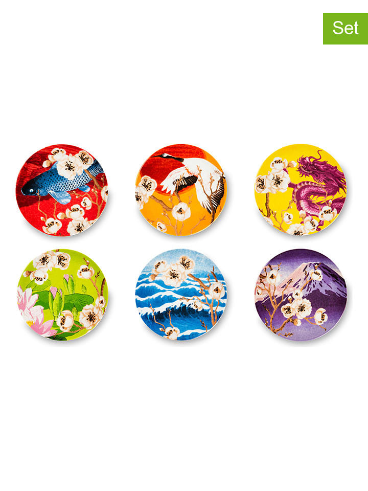 Trendy Kitchen by EXCÉLSA Talerze (6 szt.) "Fuji" ze wzorem na pieczywo - Ø 15 cm rozmiar: onesize