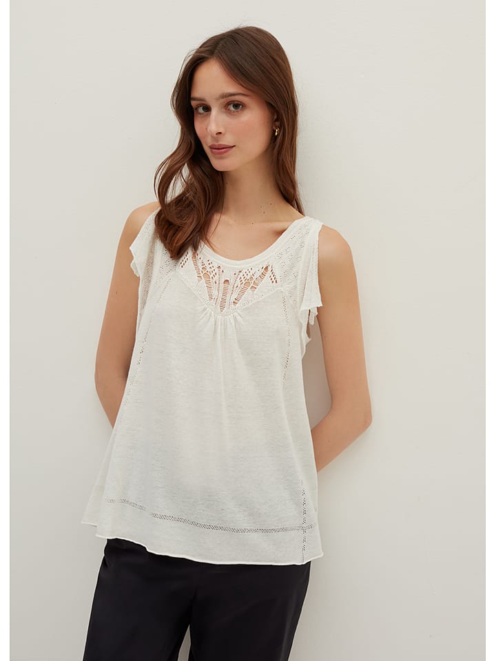 STEFANEL Top w kolorze kremowym rozmiar: L