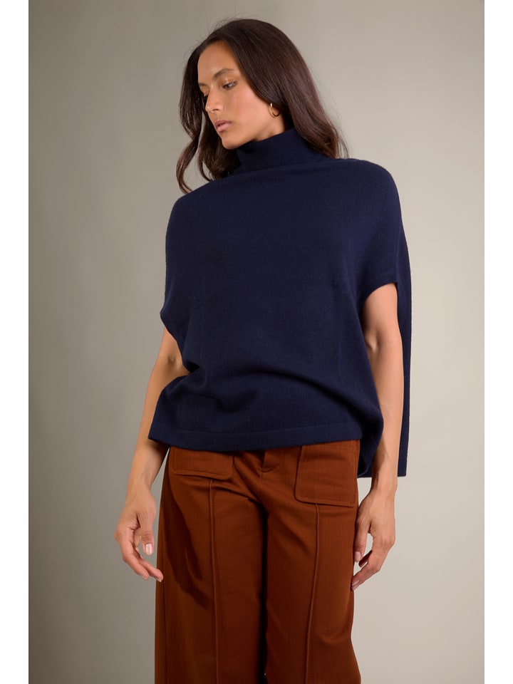 Perfect Cashmere Kaszmirowe ponczo "Melina" w kolorze granatowym rozmiar: L/XL