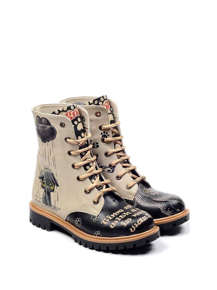 Goby Botki w kolorze beżowym ze wzorem rozmiar: 39