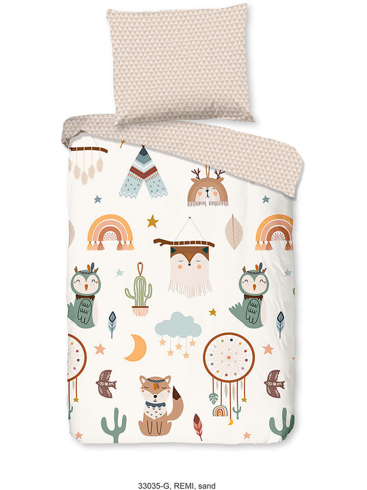 Good Morning Komplet pościeli "Remi" w kolorze beżowym ze wzorem rozmiar: 135x200 cm