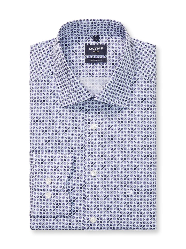 OLYMP Koszula "Luxor" - Modern fit - w kolorze biało-niebieskim rozmiar: 43