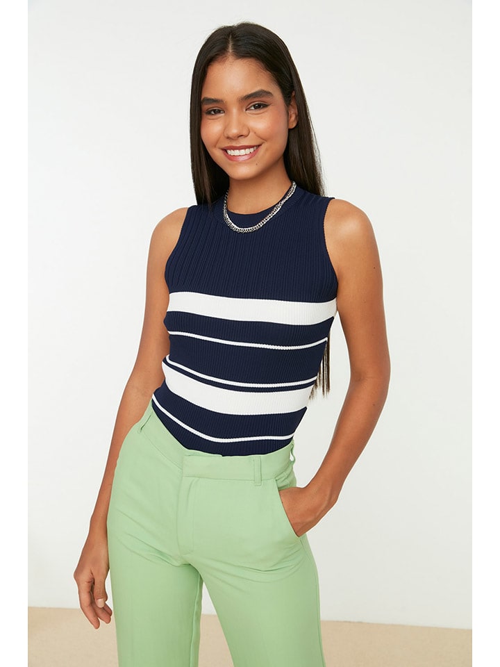 trendyol Top w kolorze granatowo-białym rozmiar: M