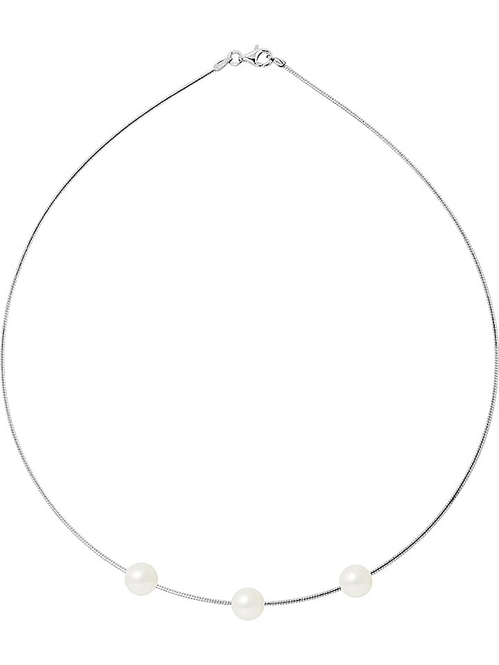 Mitzuko Srebrny naszyjnik z perłami w kolorze białym - dł. 42 cm rozmiar: onesize