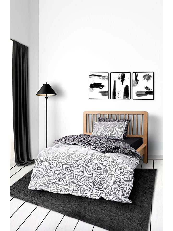 Mijolnir Komplet pościeli renforcé "Maze" w kolorze czarno-białym rozmiar: 155x220 cm