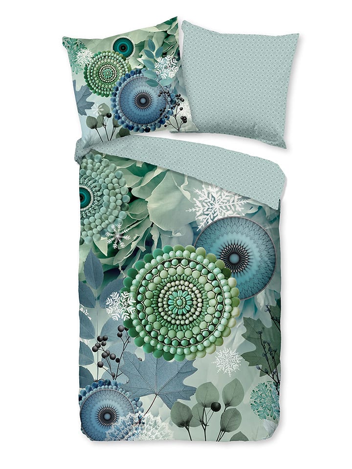 Hip Komplet pościeli flanelowej "Iselin" w kolorze turkusowo-zielonym rozmiar: 200x200 cm