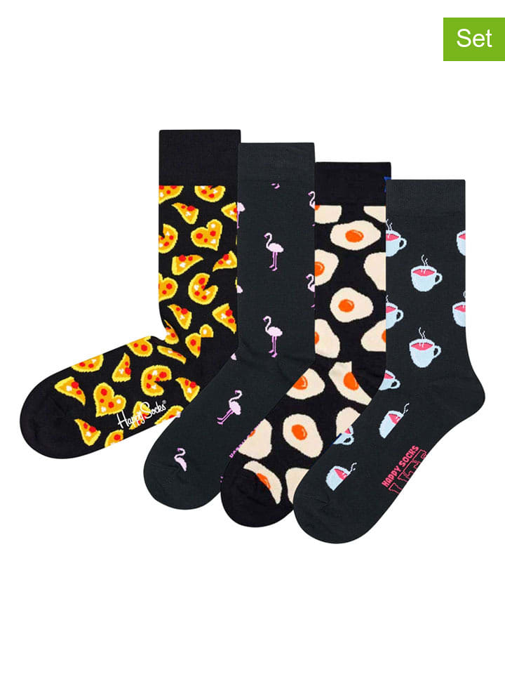 Happy Socks Skarpety (4 pary) w kolorze czarno-granatowym rozmiar: 36-40