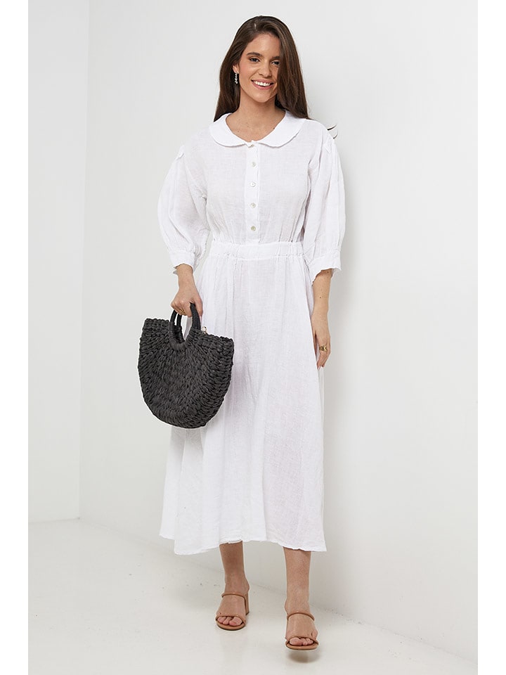 Rodier Lin Lniana sukienka w kolorze białym rozmiar: L/XL