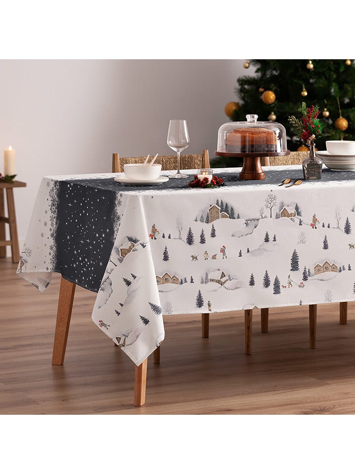 Mint Rugs Obrus "Christmas Whoville" w kolorze biało-granatowym rozmiar: 155x155 cm